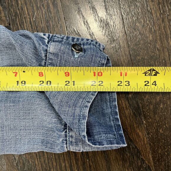 Velvet Heart Shirt Dress Women’s M Blue Chambray Tencel Roll Tab Sleeve Pockets - Picture 11 of 11